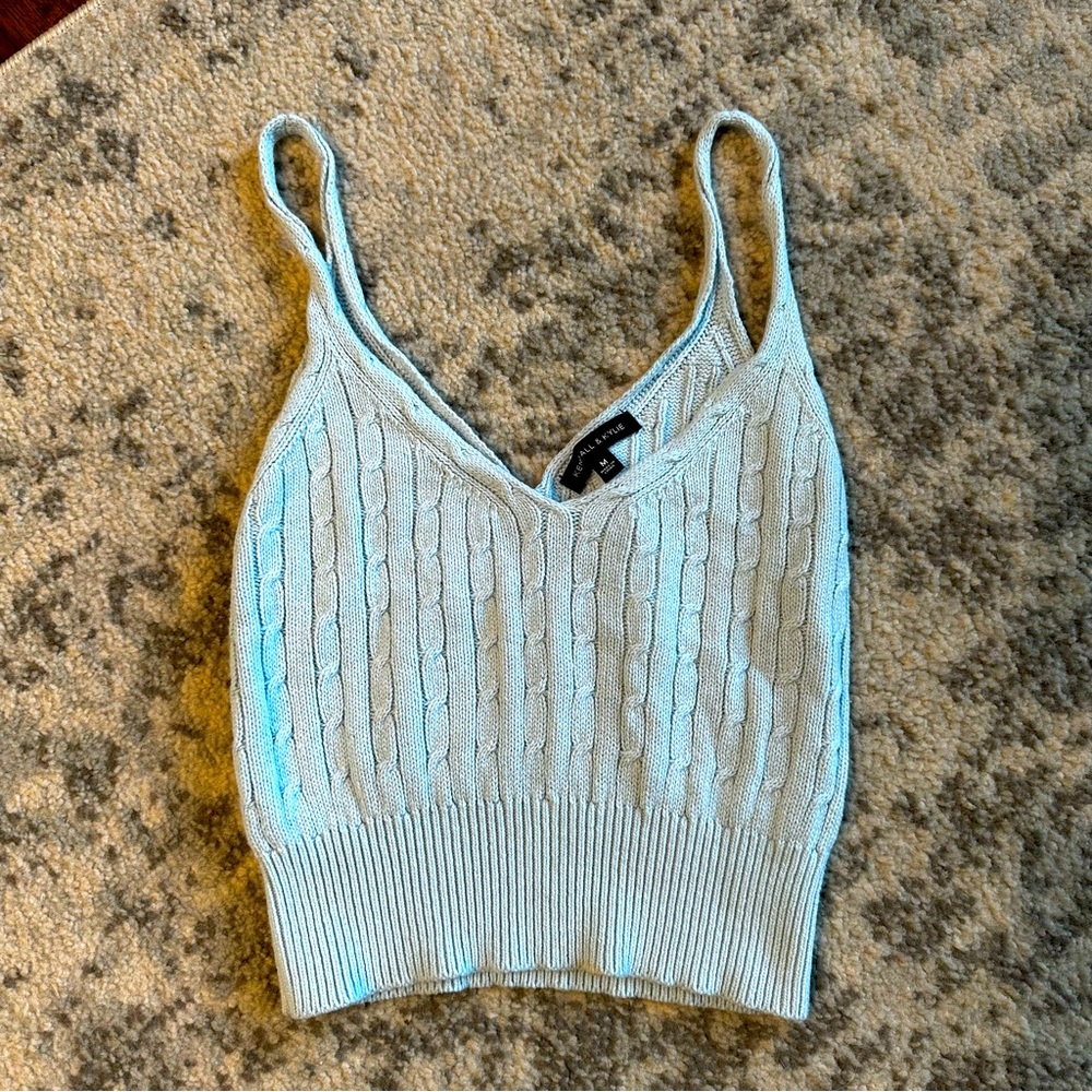 Blue cable knit sweater tank